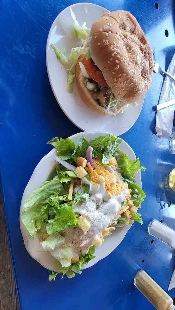Classic Hamburger and Salad